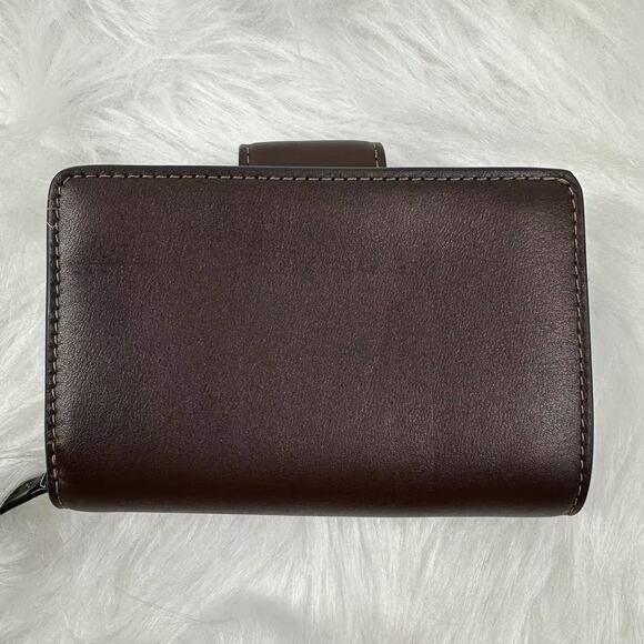 Coach Medium Corner Zip Wallet In Leather/Silver/Maple CR791 NWT - Picture 2 of 5